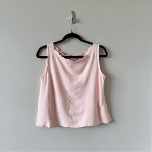 Anthropologie-Eri + Ali Scalloped Neckline Short Sleeveless Peach Summer Top